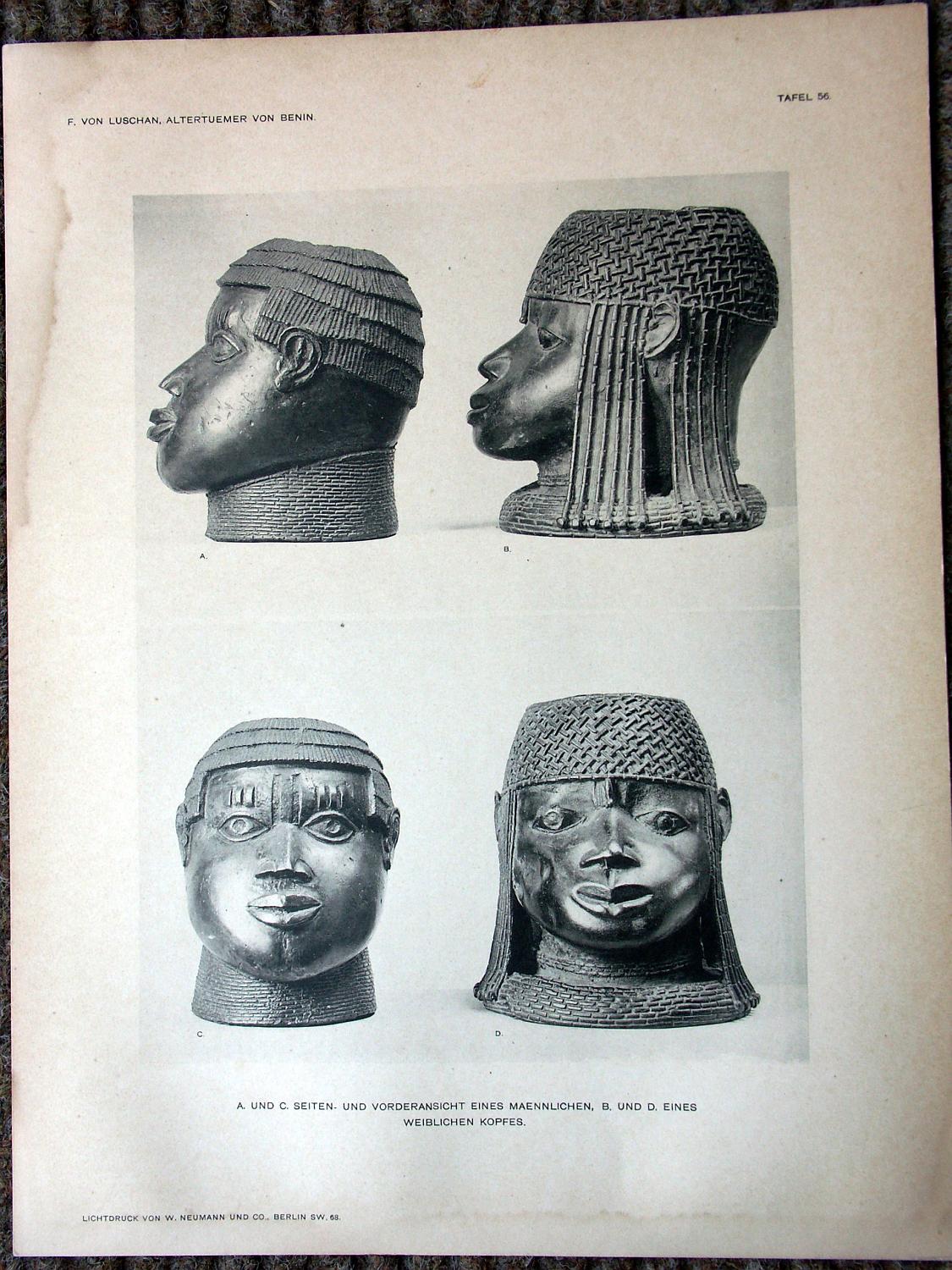 zz-lusc19,tafel 056 benin nigeria,bronze-gedenkkopf